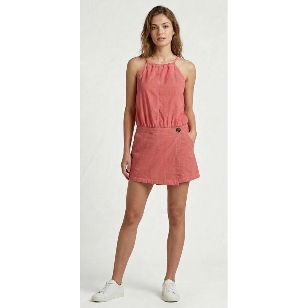 Coastal Gingham Red Check Halter Romper‎ Skort Size S Cotton Sleeveless